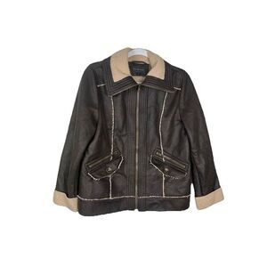 Braetan Vintage‎ Brown Faux Leather Jacket for Women Size M Rare